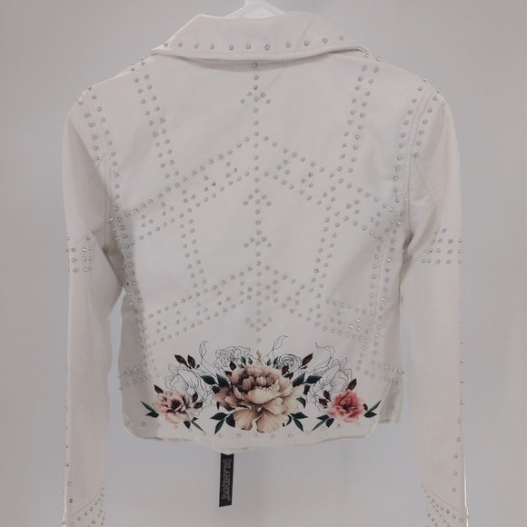 NWOT BLANK NYC Faux Leather Moto Studded Jacket S - Picture 5 of 13